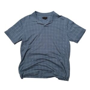 Van‎ Heusen Men Blue Plaid Short Sleeve Polo Shirt Size L